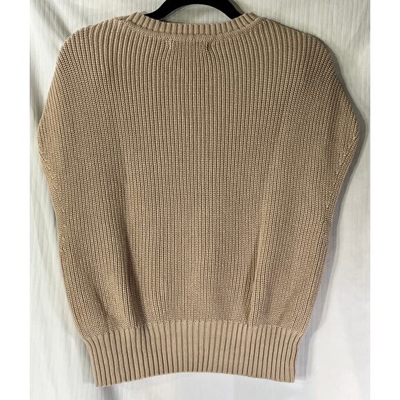 Anrabess Tan Ribbed Sleeveless Crew Neck Sweater Vest Regular Size Small - Picture 3 of 4